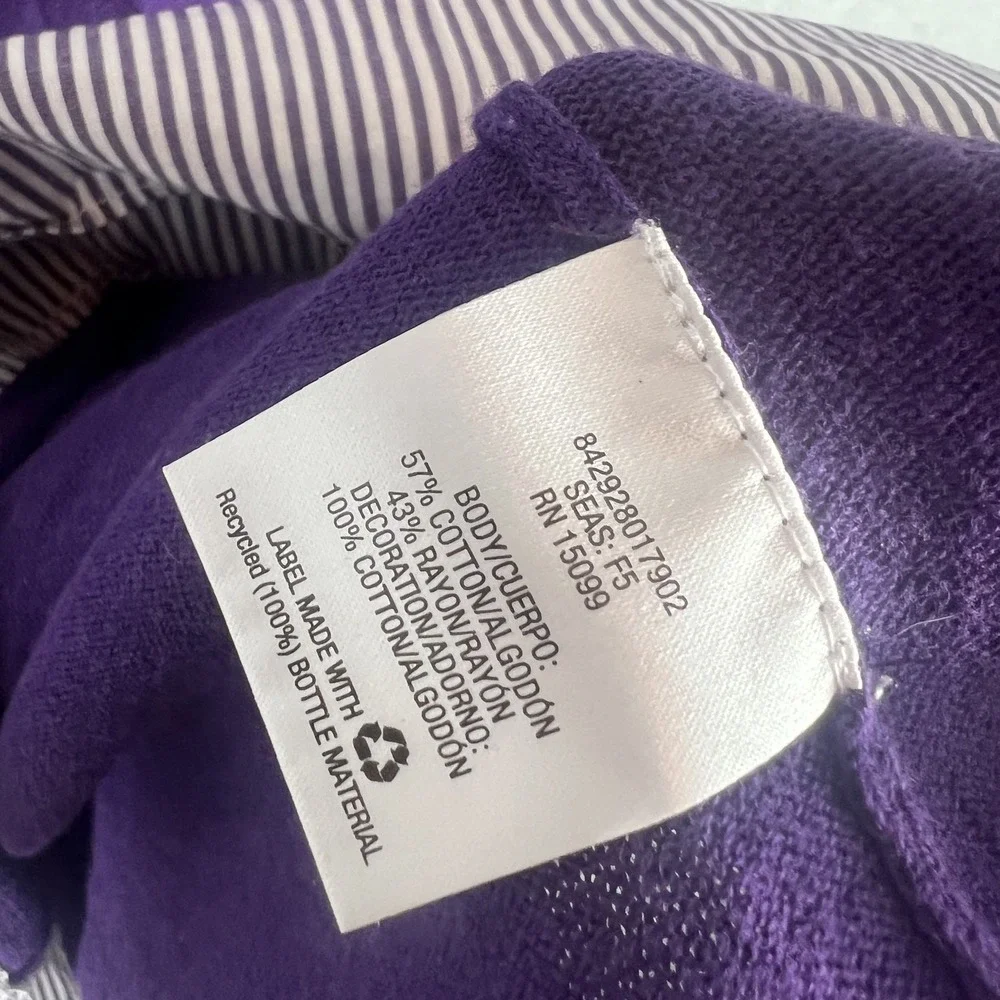 Laura Scott Women's Purple Striped Layered Pullover Sweater Top Size M